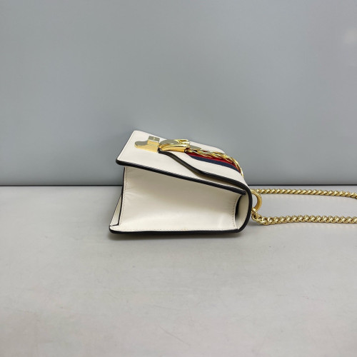Gucci Web Mini Sylvie Shoulder Bag Calfskin White