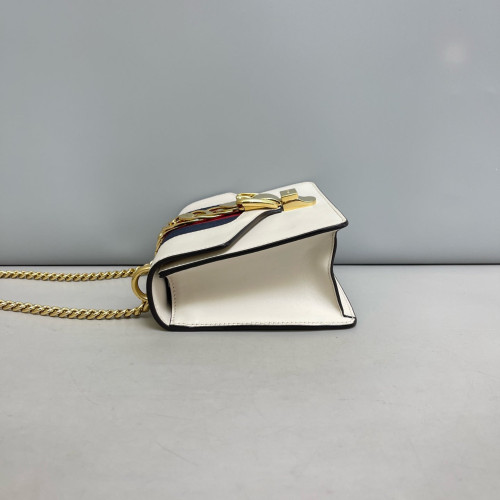 Gucci Web Mini Sylvie Shoulder Bag Calfskin White