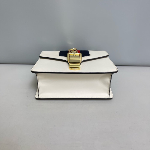 Gucci Web Mini Sylvie Shoulder Bag Calfskin White