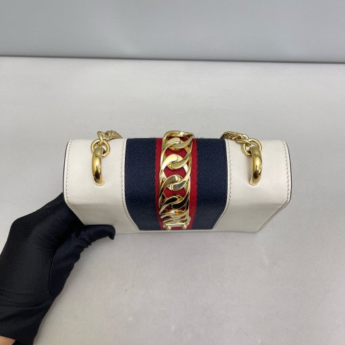 Gucci Web Mini Sylvie Shoulder Bag Calfskin White