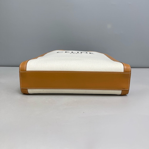 Celine Small Vertical Cabas Canvas Tan White Celine Small Vertical Cabas Canvas Tan White