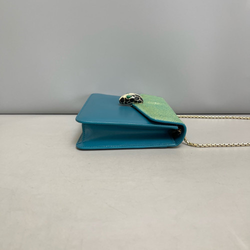 Bvlgari Small Serpenti Forever Shoulder Bag Galuchat Stingray Calfskin Green Blue