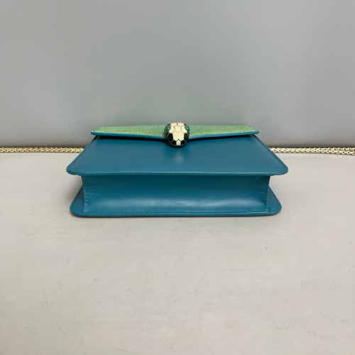 Bvlgari Small Serpenti Forever Shoulder Bag Galuchat Stingray Calfskin Green Blue