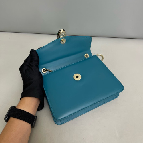 Bvlgari Small Serpenti Forever Shoulder Bag Galuchat Stingray Calfskin Green Blue