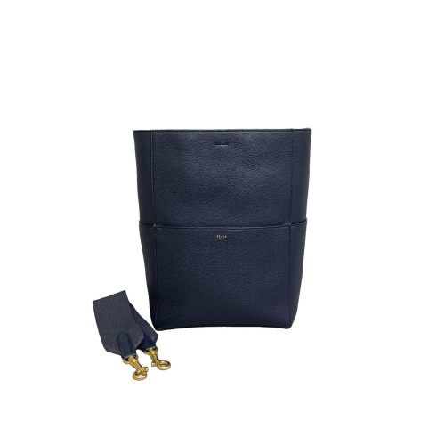 Celine Sangle Large Bucket Bag Grained Calfskin Dark Blue
