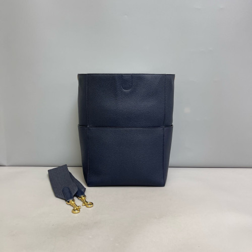 Celine Sangle Large Bucket Bag Grained Calfskin Dark Blue