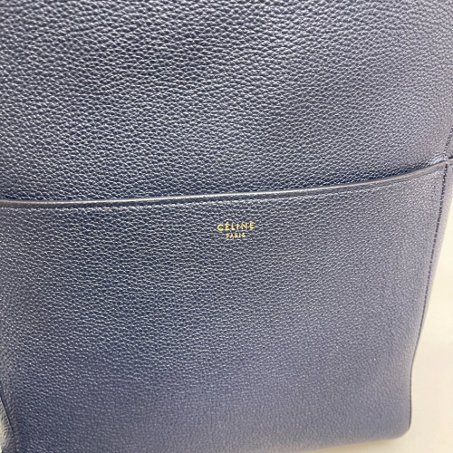 Celine Sangle Large Bucket Bag Grained Calfskin Dark Blue