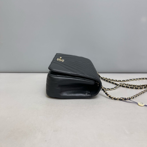 Chanel Chevron Quilted Flap Bag Calfskin Black