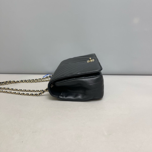 Chanel Chevron Quilted Flap Bag Calfskin Black