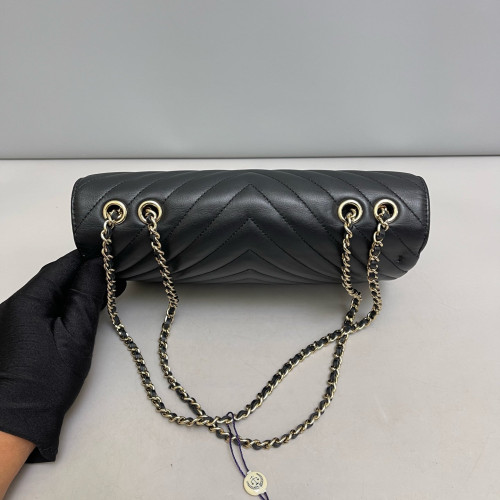 Chanel Chevron Quilted Flap Bag Calfskin Black