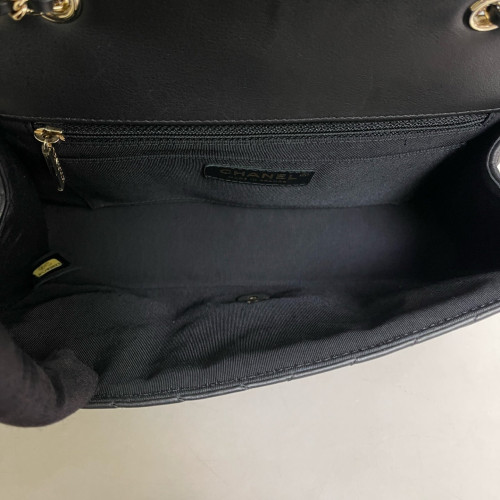 Chanel Chevron Quilted Flap Bag Calfskin Black