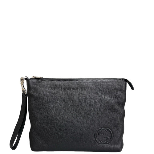 Gucci Clutch Grained Calfskin Black