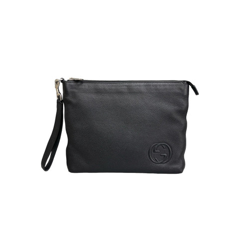 Gucci Clutch Grained Calfskin Black