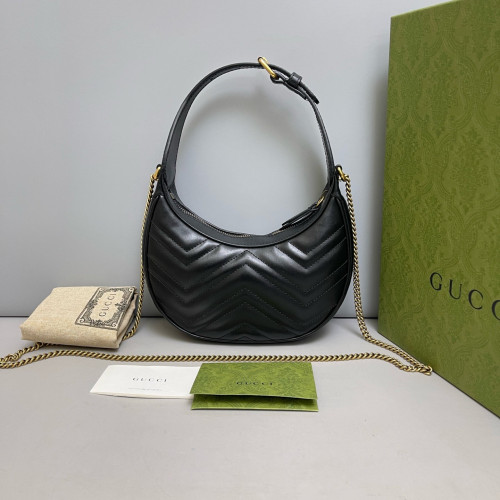 Gucci Matelasse GG Marmont Sling Shoulder Bag Calfskin Black