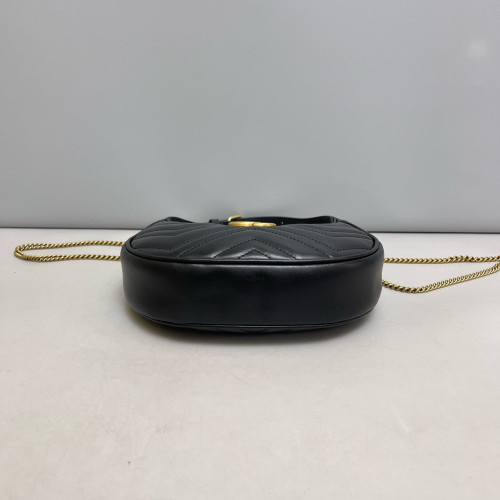 Gucci Matelasse GG Marmont Sling Shoulder Bag Calfskin Black