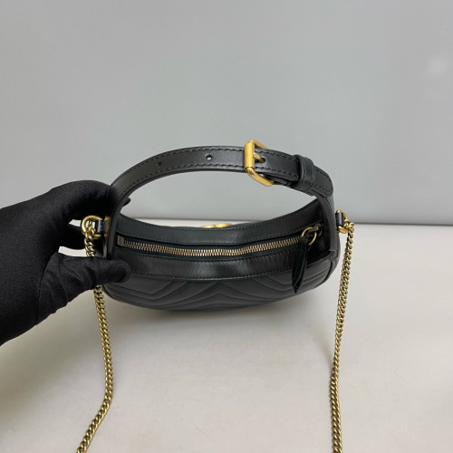 Gucci Matelasse GG Marmont Sling Shoulder Bag Calfskin Black