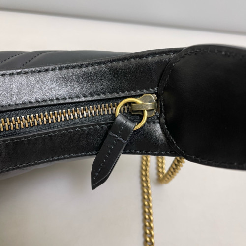 Gucci Matelasse GG Marmont Sling Shoulder Bag Calfskin Black