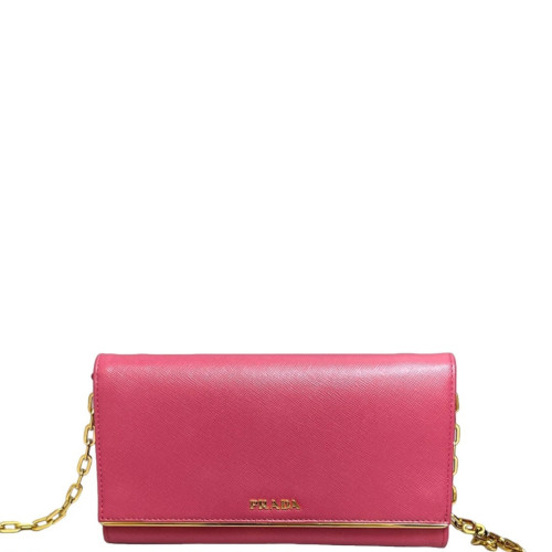 Prada Wallet On Chain WOC Saffiano Calfskin Pink