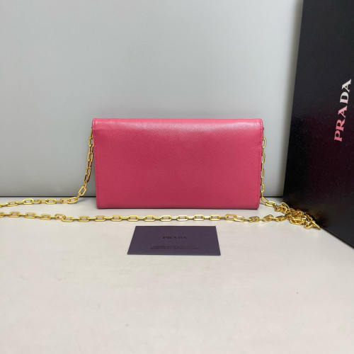 Prada Wallet On Chain WOC Saffiano Calfskin Pink