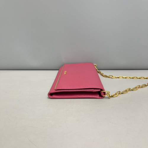 Prada Wallet On Chain WOC Saffiano Calfskin Pink