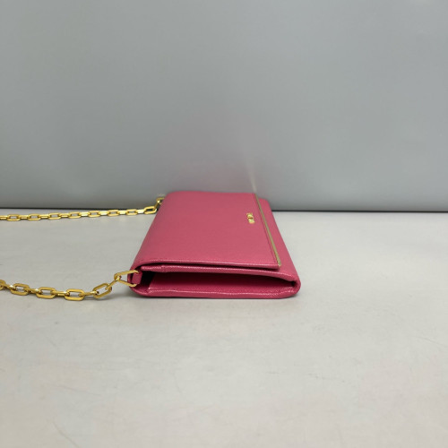 Prada Wallet On Chain WOC Saffiano Calfskin Pink