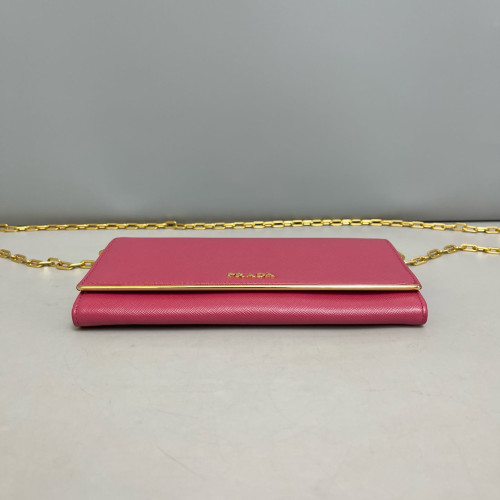 Prada Wallet On Chain WOC Saffiano Calfskin Pink