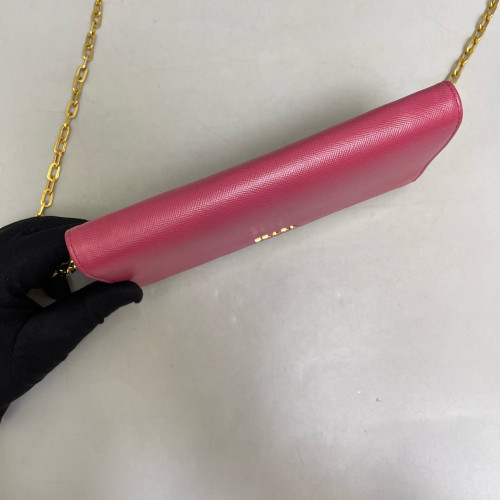 Prada Wallet On Chain WOC Saffiano Calfskin Pink
