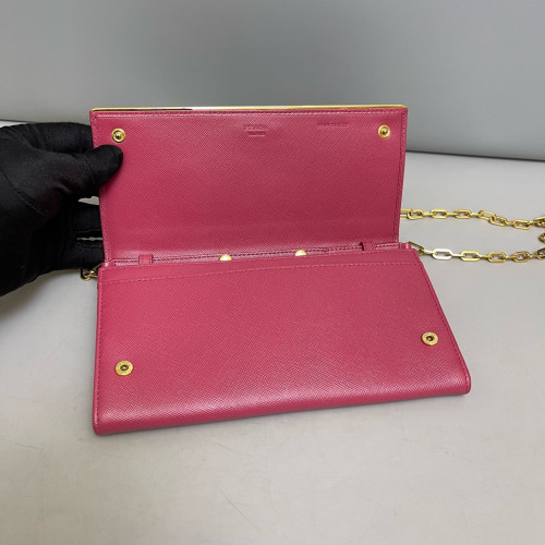 Prada Wallet On Chain WOC Saffiano Calfskin Pink