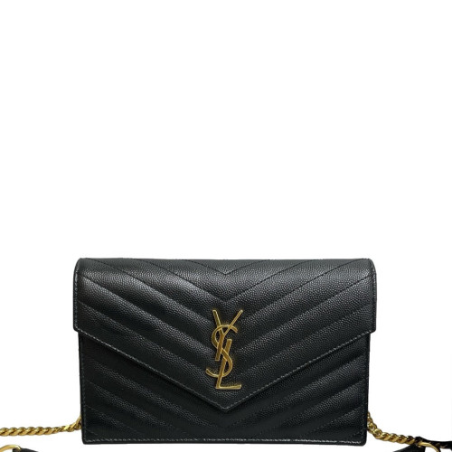 Yves Saint Laurent Small Envelope Chain Wallet Caviar Black Yves Saint Laurent Small Envelope Chain Wallet Caviar Black