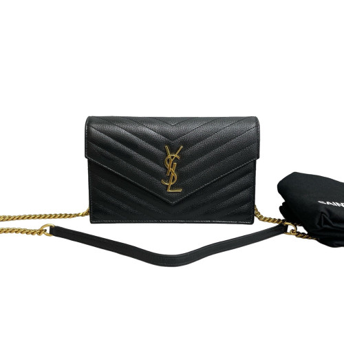 Yves Saint Laurent Small Envelope Chain Wallet Caviar Black Yves Saint Laurent Small Envelope Chain Wallet Caviar Black