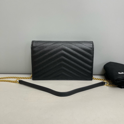 Yves Saint Laurent Small Envelope Chain Wallet Caviar Black Yves Saint Laurent Small Envelope Chain Wallet Caviar Black
