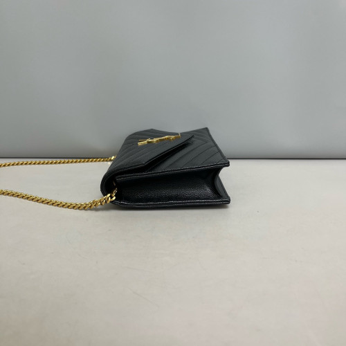 Yves Saint Laurent Small Envelope Chain Wallet Caviar Black Yves Saint Laurent Small Envelope Chain Wallet Caviar Black
