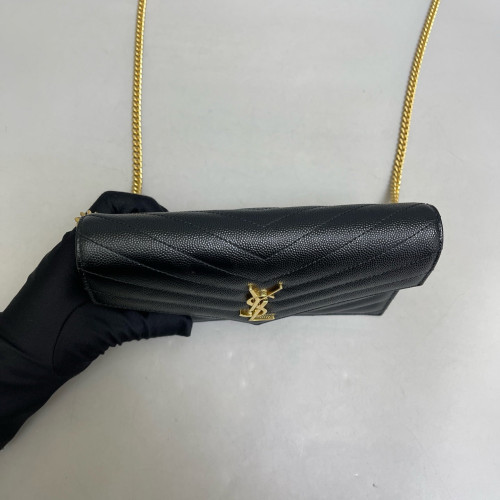 Yves Saint Laurent Small Envelope Chain Wallet Caviar Black Yves Saint Laurent Small Envelope Chain Wallet Caviar Black