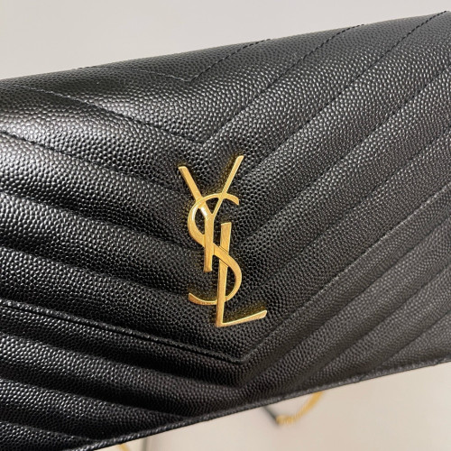 Yves Saint Laurent Small Envelope Chain Wallet Caviar Black Yves Saint Laurent Small Envelope Chain Wallet Caviar Black