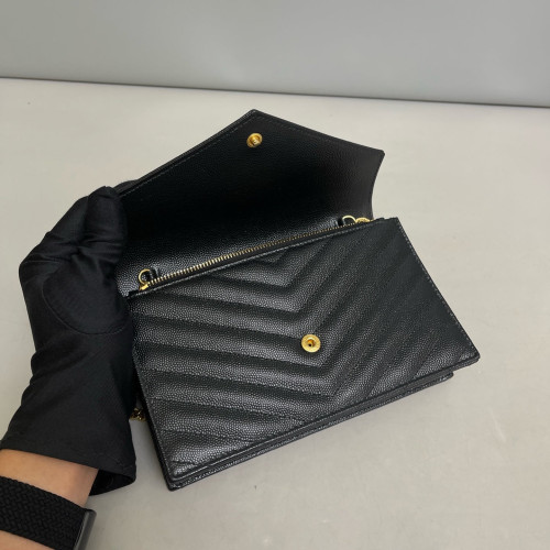 Yves Saint Laurent Small Envelope Chain Wallet Caviar Black Yves Saint Laurent Small Envelope Chain Wallet Caviar Black