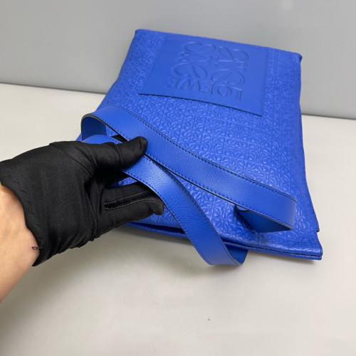 Loewe Two-Way Bag Anagram Debossed Calfskin Blue