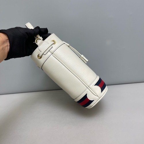 Gucci Ophidia Top Handle Bucket Grained Calfskin White