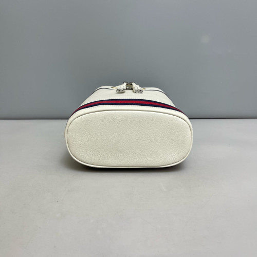 Gucci Ophidia Top Handle Bucket Grained Calfskin White