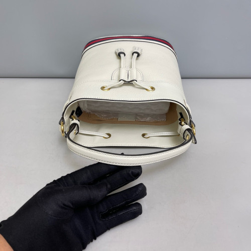 Gucci Ophidia Top Handle Bucket Grained Calfskin White