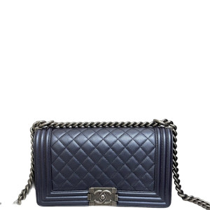 Chanel Quilted Medium Boy Flap Caviar Blue