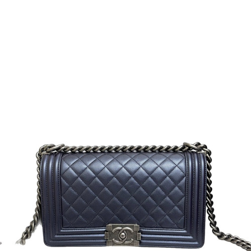 Chanel Quilted Medium Boy Flap Caviar Blue