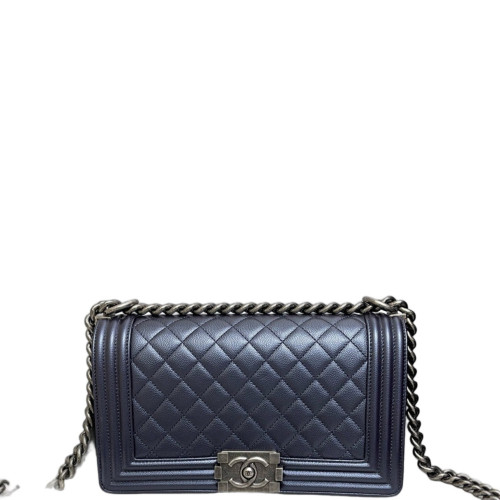 Chanel Quilted Medium Boy Flap Caviar Blue