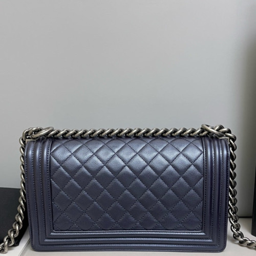 Chanel Quilted Medium Boy Flap Caviar Blue