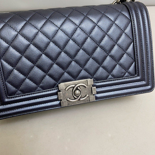 Chanel Quilted Medium Boy Flap Caviar Blue