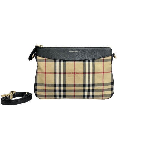 Burberry Crossbody Bag House Check Calfskin Beige Black Red