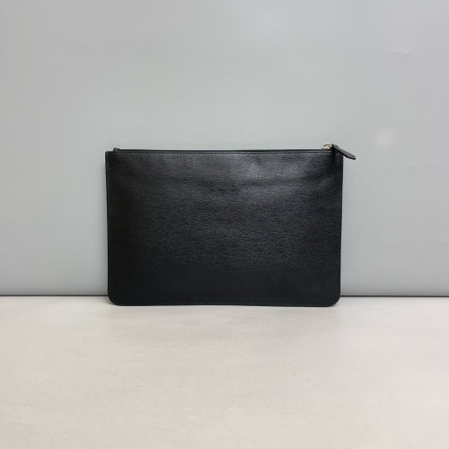 Fendi Studded Bill Pouch Saffiano Calfskin Black White