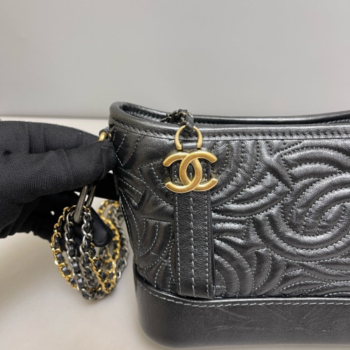 Chanel Small Gabrielle Hobo Calfskin Black