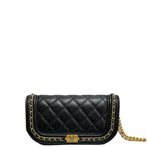 Chanel Quilted Boy Wallet On Chain WOC Caviar Black
