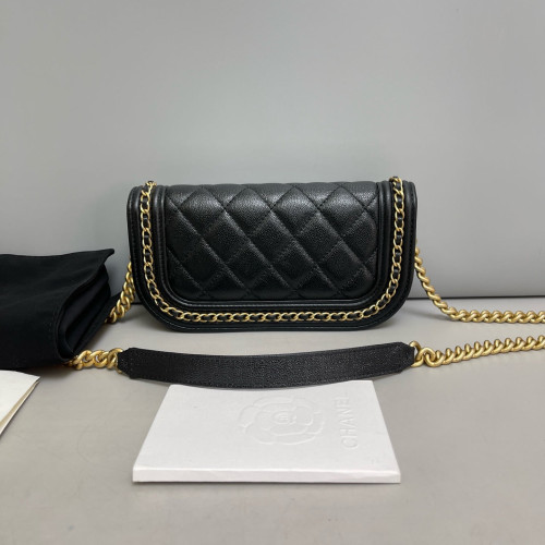 Chanel Quilted Boy Wallet On Chain WOC Caviar Black