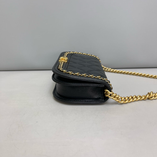 Chanel Quilted Boy Wallet On Chain WOC Caviar Black
